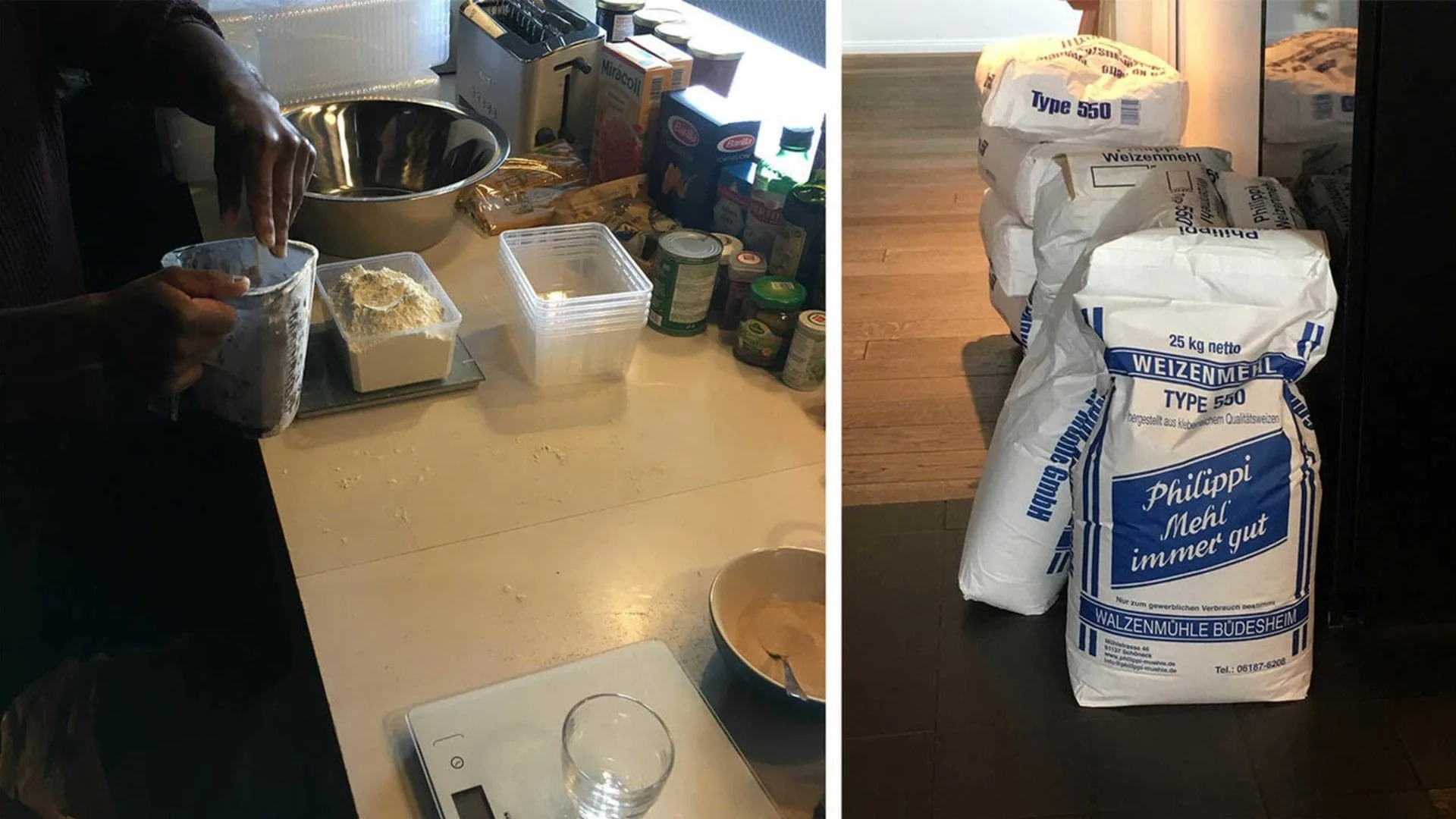 Food Lab Backmischung: Aktion Mahlzeit. Daph beim Zusammenstellen der Backmischungen.