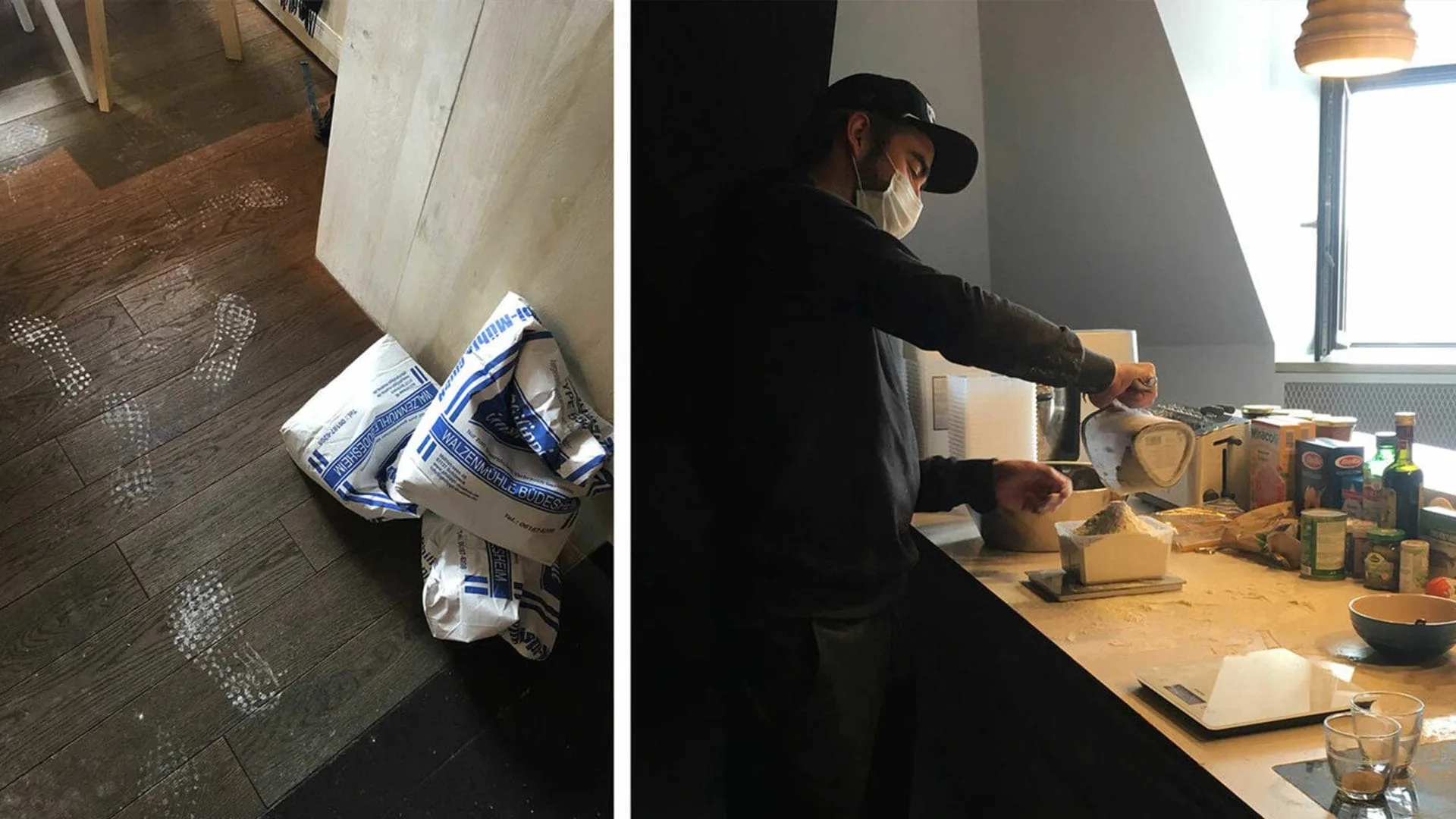 Food Lab Backmischung: Aktion Mahlzeit. Andreas ist am Abwiegen der Zutaten.