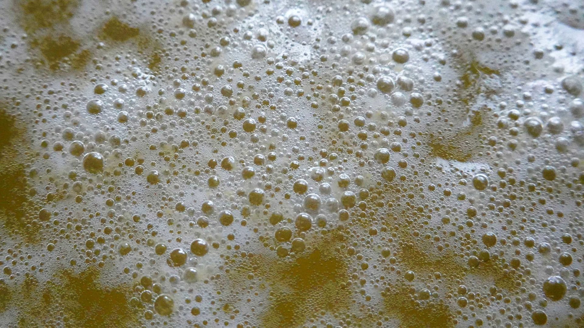 Many bubbles on the ginger beer