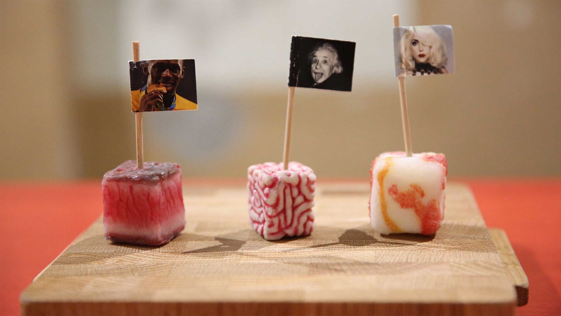 Meat of the future - 3 fictitious meat cubes from VIP genes