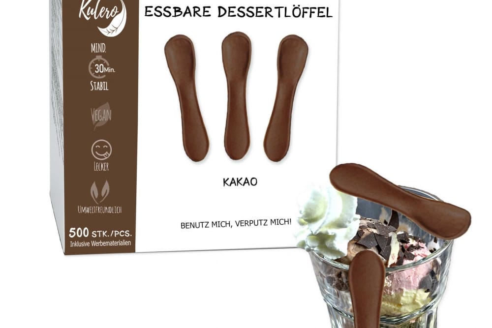 Süße essbare Löffel von Kulero haben den Eis-Genuss zu einer runden Sache.