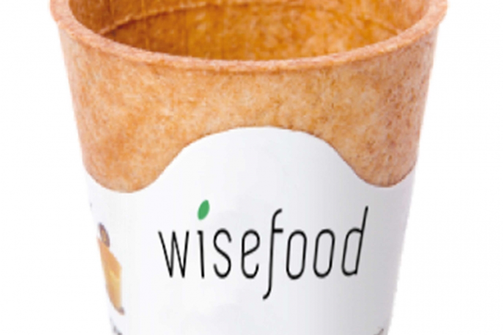 Der essbare Kaffeebecher von Wisefood sieht zum Anbeißen aus.