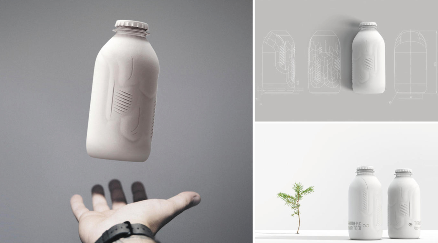 Paper Bottle: recycled paper beverage bottle