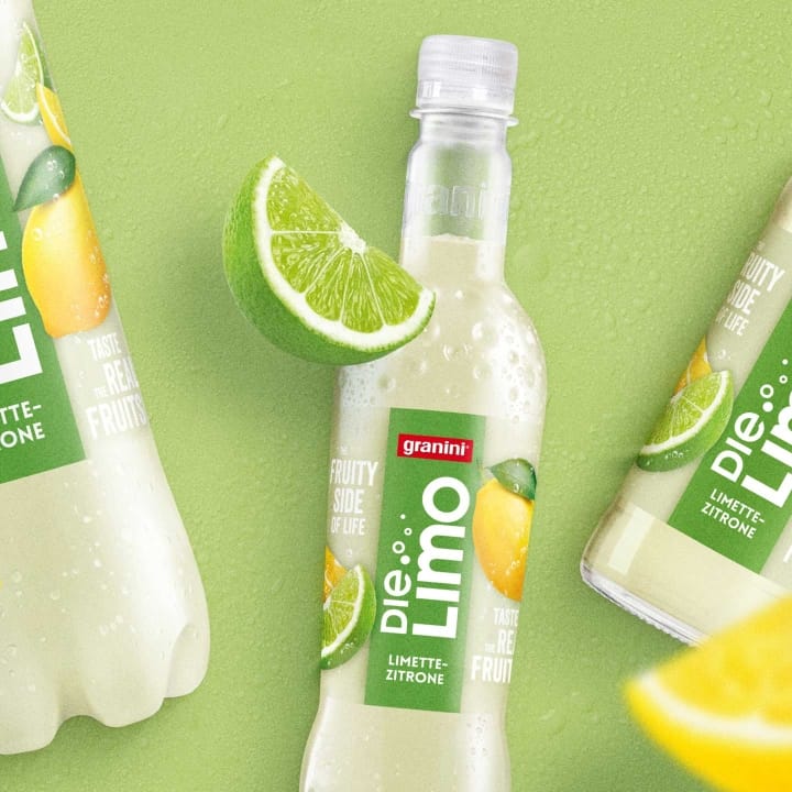 Food Packaging Design Agentur Umsetzungsbeispiel - Die Limo von granini Flaschen