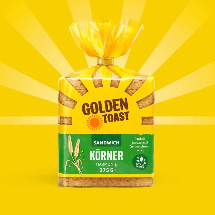 Food Packaging Design Agentur Umsetzungsbeispiel - Golden Toast Packung