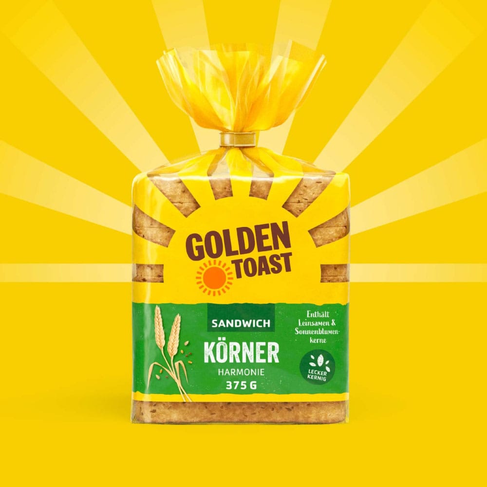 Food Packaging Design Agentur Umsetzungsbeispiel - Golden Toast Packung